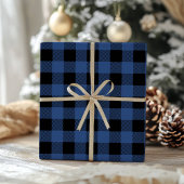 Blue Black Buffalo Plaid  Gingham Lumberjack Geschenkpapier