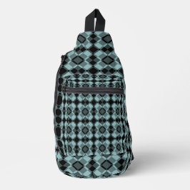 Blue Black Checker Argyle Pattern Crossbody Bag