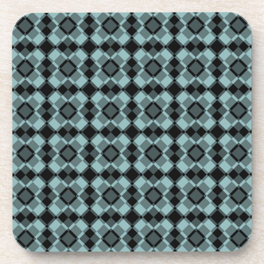 Blue Black Checker Argyle Pattern Getränkeuntersetzer (Vorderseite)