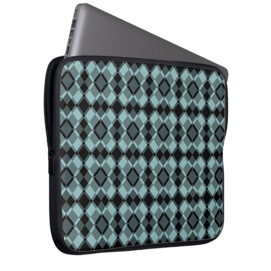 Blue Black Checker Argyle Pattern Laptopschutzhülle (Vorne Rechts)
