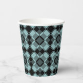 Blue Black Checker Argyle Pattern Pappbecher (Vorderseite)
