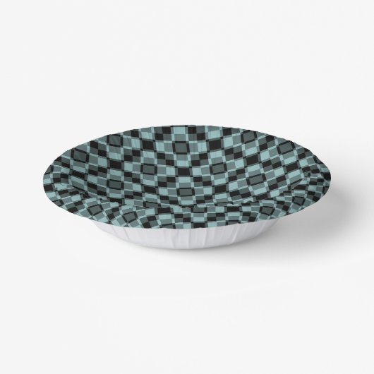 Blue Black Checker Argyle Pattern Pappteller (Gewinkelt)