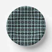 Blue Black Checker Argyle Pattern Pappteller (Vorderseite)