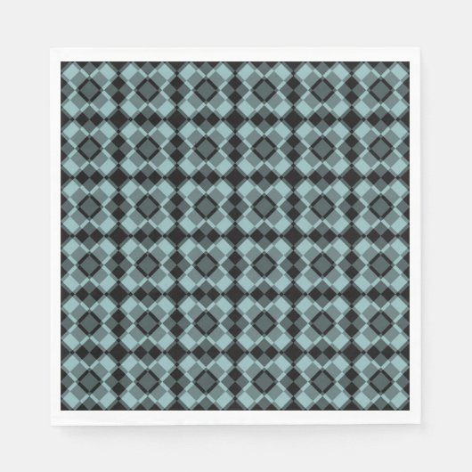 Blue Black Checker Argyle Pattern Serviette (Vorderseite)