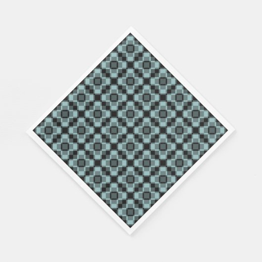 Blue Black Checker Argyle Pattern Serviette (Ecke)