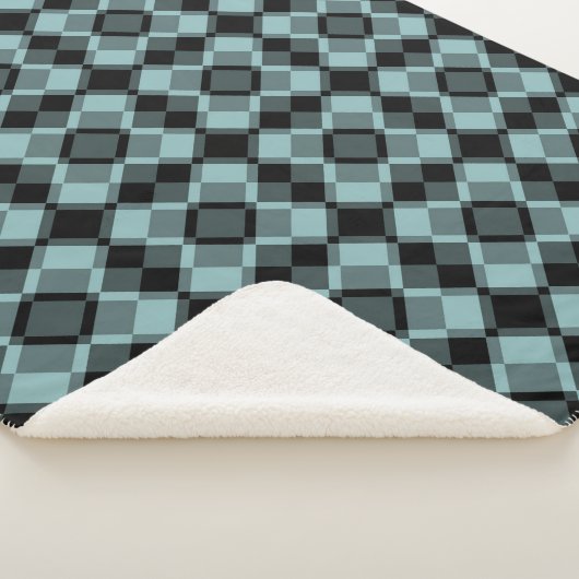Blue Black Checker Argyle Pattern Sherpadecke (3/4)