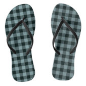 Blue Black Checkered Gingham Pattern Badesandalen (Fußbett)