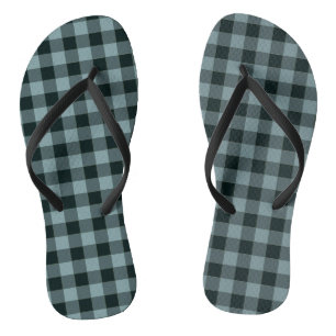 Blue Black Checkered Gingham Pattern Badesandalen