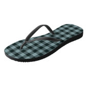 Blue Black Checkered Gingham Pattern Badesandalen (Schrägansicht)