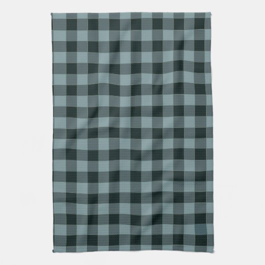 Blue Black Checkered Gingham Pattern Geschirrtuch (Vertikal)