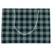 Blue Black Checkered Gingham Pattern Große Geschenktüte (Vorderseite)