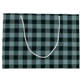 Blue Black Checkered Gingham Pattern Große Geschenktüte (Rückseite)
