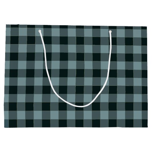 Blue Black Checkered Gingham Pattern Große Geschenktüte (Rückseite)
