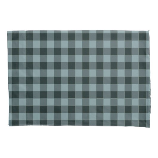 Blue Black Checkered Gingham Pattern Kissenbezug (Vorderseite)