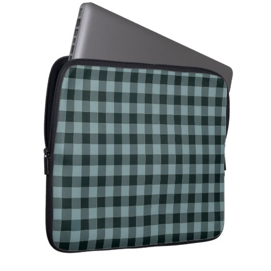 Blue Black Checkered Gingham Pattern Laptopschutzhülle (Vorne Rechts)