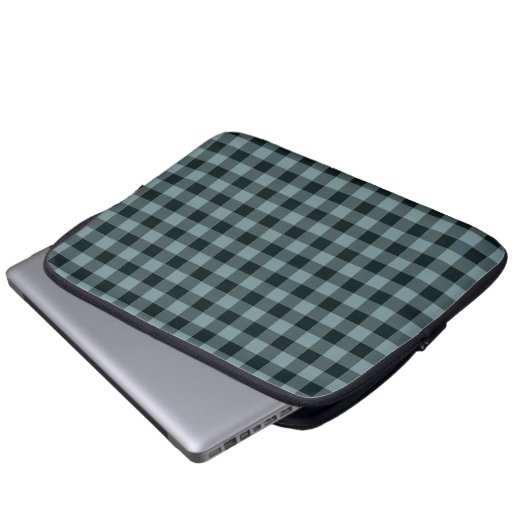 Blue Black Checkered Gingham Pattern Laptopschutzhülle (Vorne Knopf)