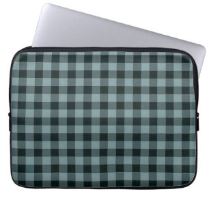 Blue Black Checkered Gingham Pattern Laptopschutzhülle