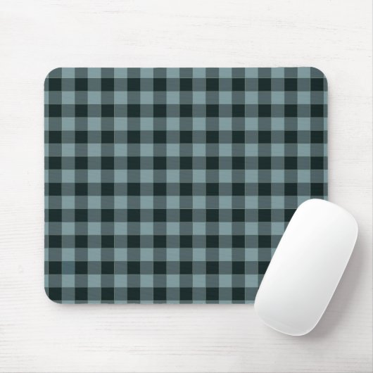 Blue Black Checkered Gingham Pattern Mousepad (Mit Mouse)