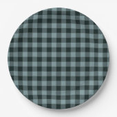 Blue Black Checkered Gingham Pattern Pappteller (Vorderseite)