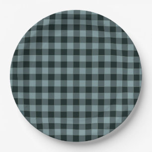 Blue Black Checkered Gingham Pattern Pappteller