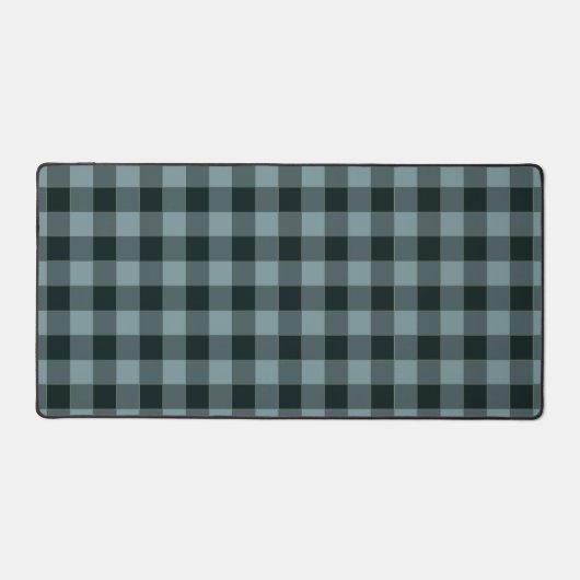 Blue Black Checkered Gingham Pattern Schreibtischunterlage (Vorderseite)