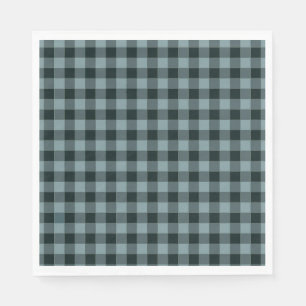 Blue Black Checkered Gingham Pattern Serviette