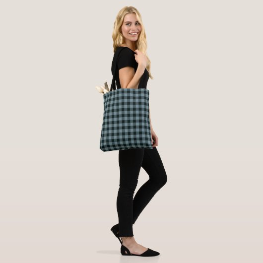 Blue Black Checkered Gingham Pattern Tasche (Am Model)