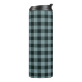 Blue Black Checkered Gingham Pattern Thermosbecher (Nach links gedreht)