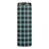 Blue Black Checkered Gingham Pattern Thermosbecher (Rückseite)