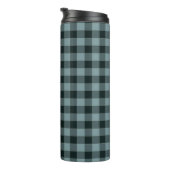 Blue Black Checkered Gingham Pattern Thermosbecher (Nach rechts gedreht)