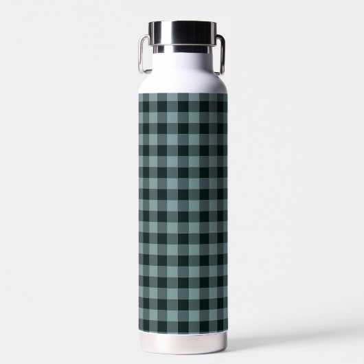 Blue Black Checkered Gingham Pattern Trinkflasche (Vorne)