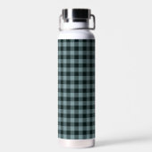 Blue Black Checkered Gingham Pattern Trinkflasche (Rückseite)