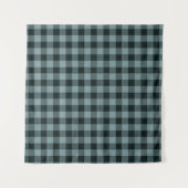 Blue Black Checkered Gingham Pattern Wandteppich (Vorderseite)