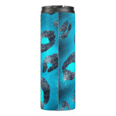 Blue & Black Cheetah Leopard Druckpunkte kundenspe Thermosbecher (Rückseite)