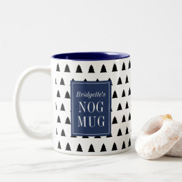 Blue Black Christmas Tree Gemustert Personalisiert Zweifarbige Tasse