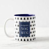 Blue Black Christmas Tree Gemustert Personalisiert Zweifarbige Tasse (Links)