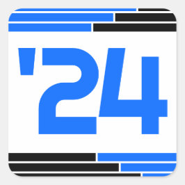 Blue & Black Class von '24 Abschluss Quadratischer Aufkleber