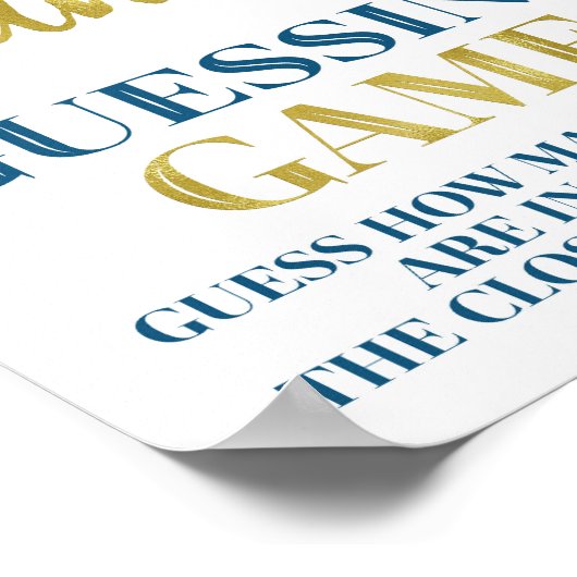 Blue Black Confetty Candy Guessing Game Sign Poster (Ecke)