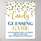 Blue Black Confetty Candy Guessing Game Sign Poster (Vorne)