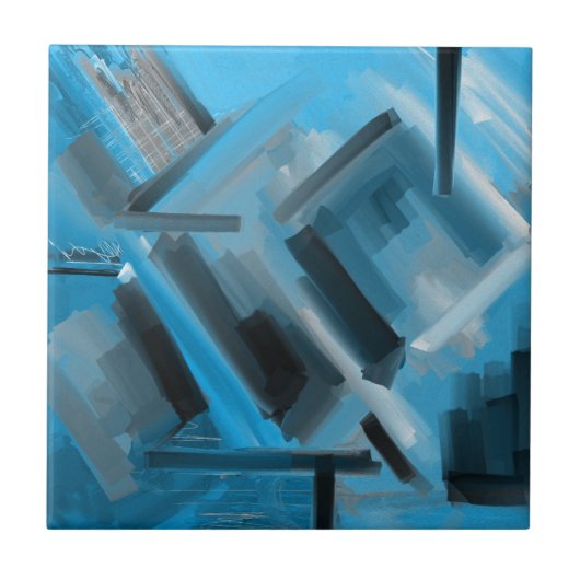 Blue Black Contemporary Fine Art Fliese (Vorderseite)