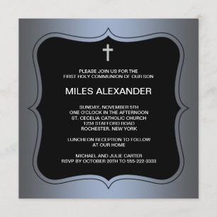 Blue Black Cross Boys Erste Kommune Einladung