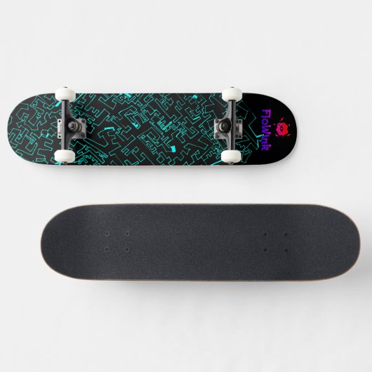 Blue Black Cyber Skateboard (Horizontal)
