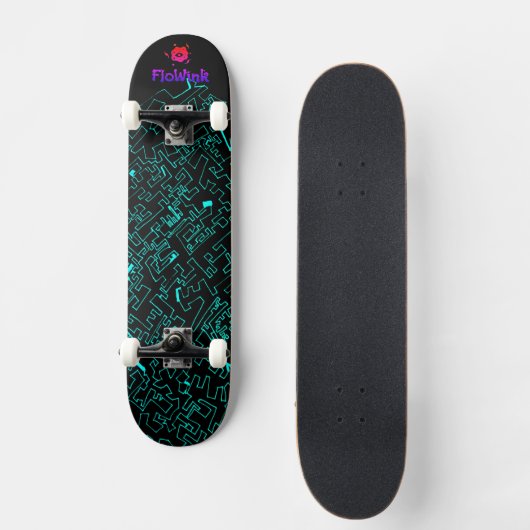 Blue Black Cyber Skateboard (Vorderseite)