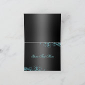 Blue/Black Damask & Bow Dankeschön Karte (Innenseite)