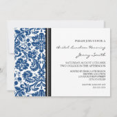 Blue Black Damask Bridal Lunch Einladung (Rückseite)