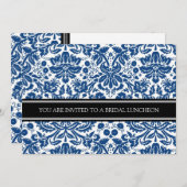 Blue Black Damask Bridal Lunch Einladung (Vorne/Hinten)