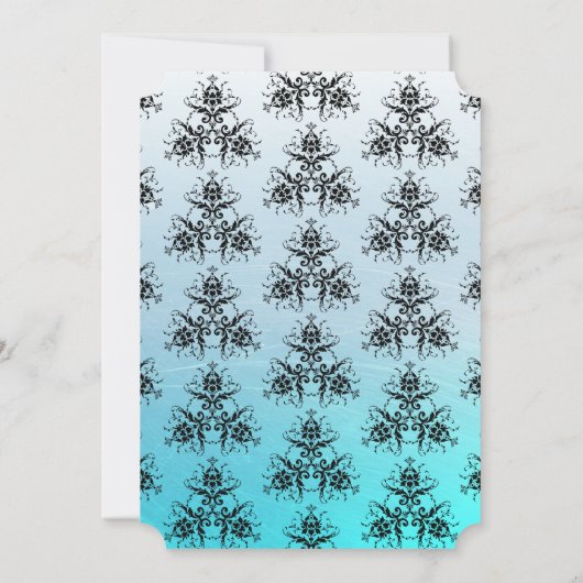 Blue Black Damask Classy Wedding Einladungen (Rückseite)