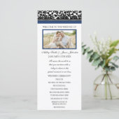 Blue Black Damask Foto Hochzeitsprogramm Programm (Stehend Vorderseite)