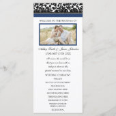 Blue Black Damask Foto Hochzeitsprogramm Programm (Vorderseite)
