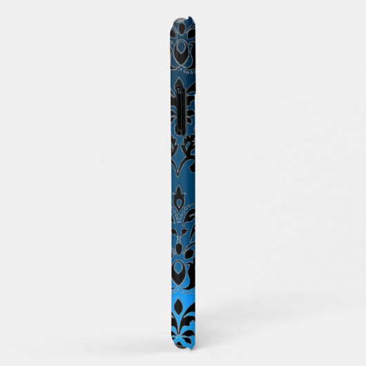 BLUE BLACK DAMASK GEM MONOGRAMM Case-Mate iPhone HÜLLE (Hinten/Rechts)